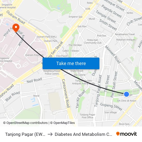 Tanjong Pagar (EW15) to Diabetes And Metabolism Centre map