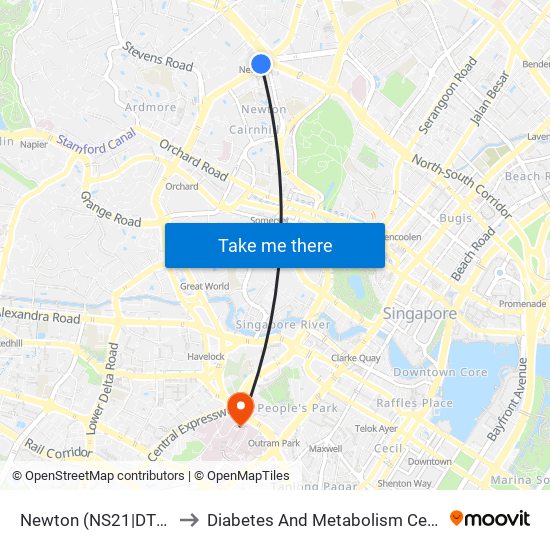 Newton (NS21|DT11) to Diabetes And Metabolism Centre map