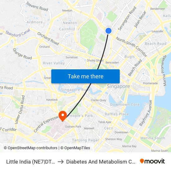 Little India (NE7|DT12) to Diabetes And Metabolism Centre map