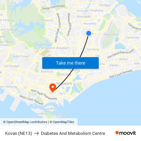 Kovan (NE13) to Diabetes And Metabolism Centre map