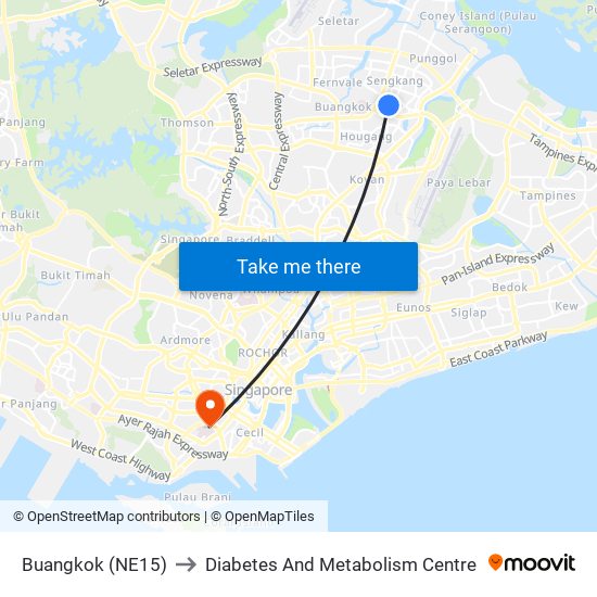 Buangkok (NE15) to Diabetes And Metabolism Centre map