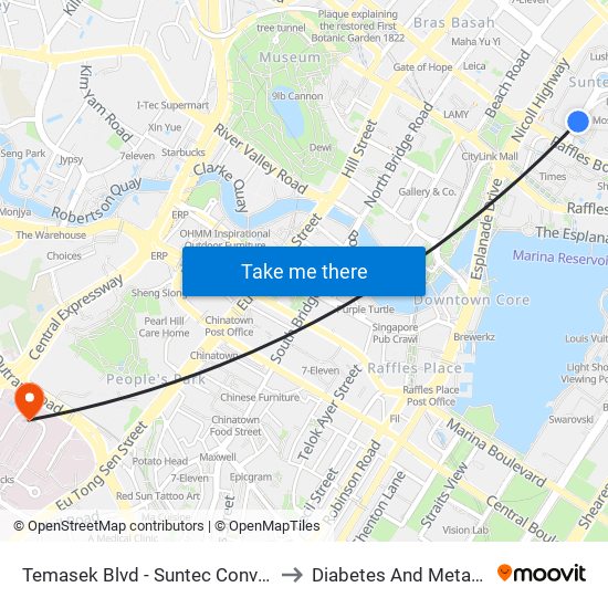 Temasek Blvd - Suntec Convention Ctr (02151) to Diabetes And Metabolism Centre map