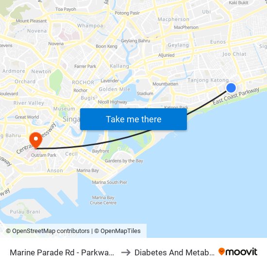 Marine Parade Rd - Parkway Parade (92049) to Diabetes And Metabolism Centre map