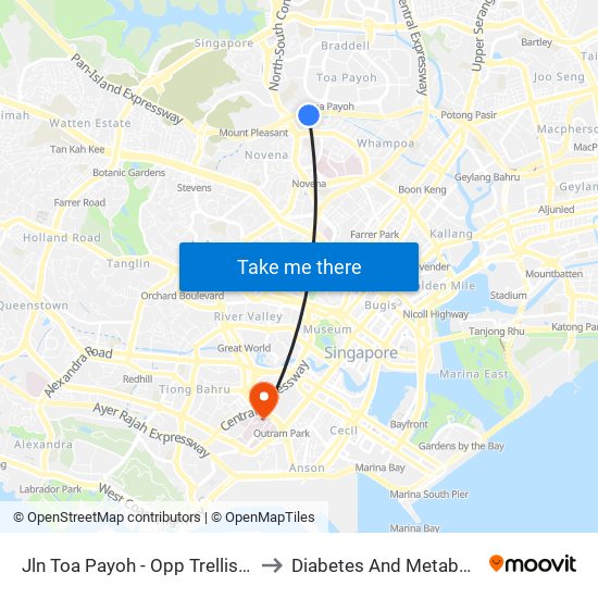 Jln Toa Payoh - Opp Trellis Twrs (52079) to Diabetes And Metabolism Centre map