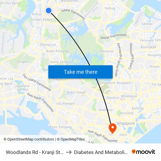 Woodlands Rd - Kranji Stn (45139) to Diabetes And Metabolism Centre map