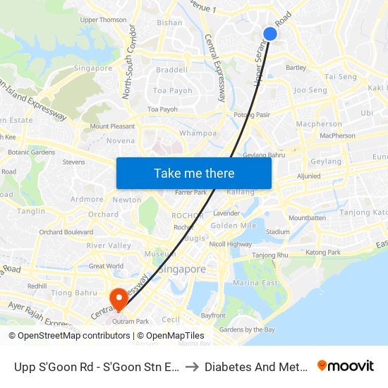 Upp S'Goon Rd - S'Goon Stn Exit A/Blk 413 (62139) to Diabetes And Metabolism Centre map