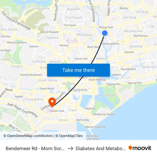 Bendemeer Rd - Mom Svcs Ctr (60179) to Diabetes And Metabolism Centre map