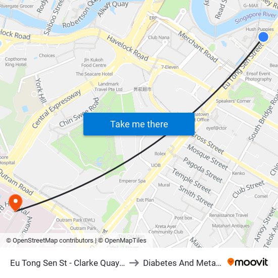 Eu Tong Sen St - Clarke Quay Stn Exit E (04222) to Diabetes And Metabolism Centre map