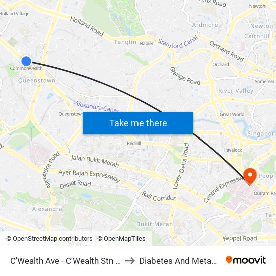 C'Wealth Ave - C'Wealth Stn Exit B/C (11169) to Diabetes And Metabolism Centre map