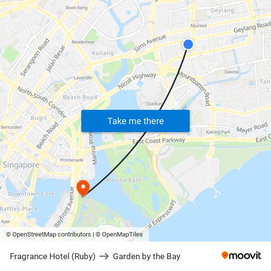 Fragrance Hotel (Ruby) to Garden by the Bay map