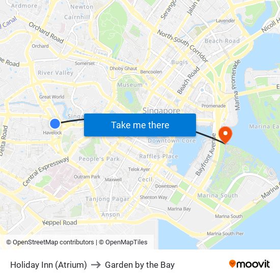 Holiday Inn (Atrium) to Garden by the Bay map