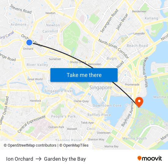 Ion Orchard to Garden by the Bay map