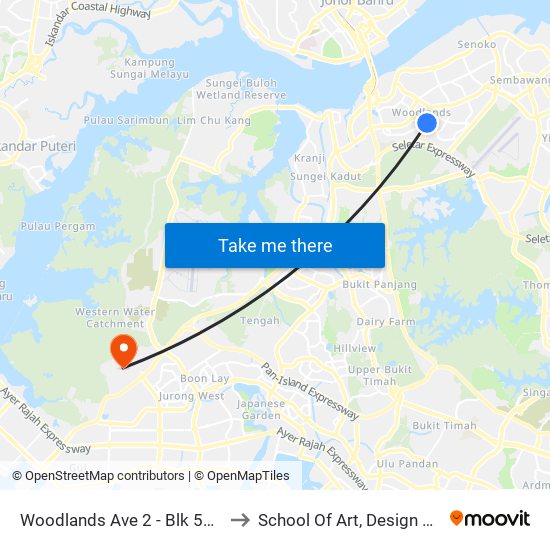 Woodlands Ave 2 - Blk 511 (46331) to School Of Art, Design And Media map