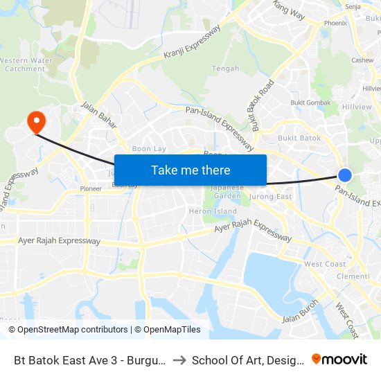 Bt Batok East Ave 3 - Burgundy Hill (42319) to School Of Art, Design And Media map