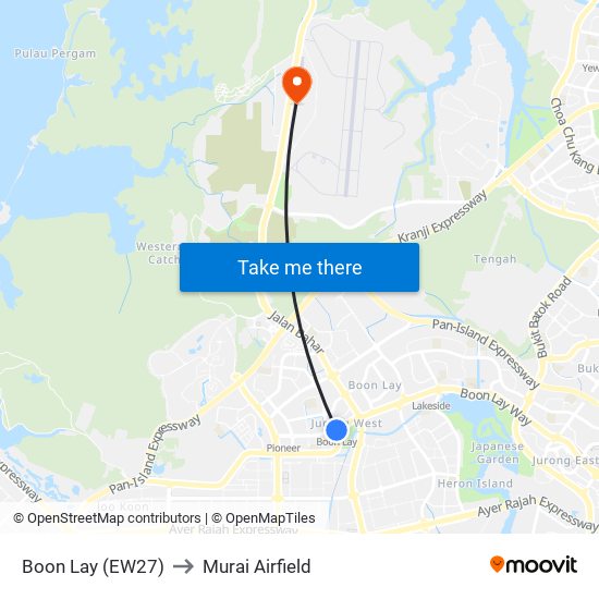 Boon Lay (EW27) to Murai Airfield map