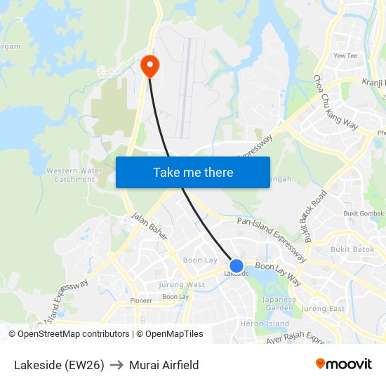 Lakeside (EW26) to Murai Airfield map