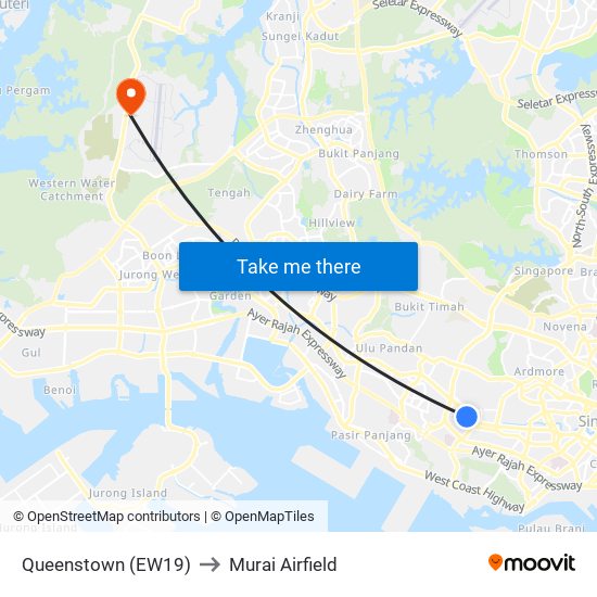 Queenstown (EW19) to Murai Airfield map