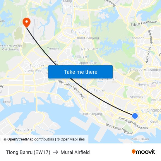 Tiong Bahru (EW17) to Murai Airfield map