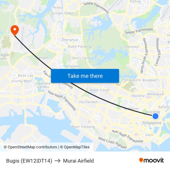 Bugis (EW12|DT14) to Murai Airfield map