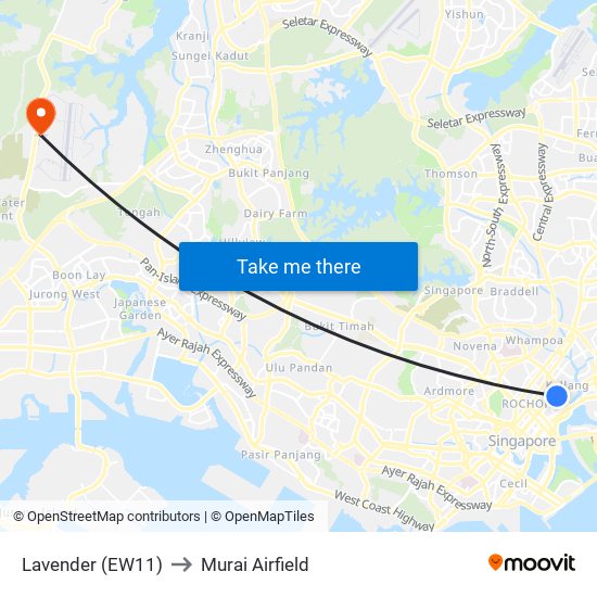 Lavender (EW11) to Murai Airfield map