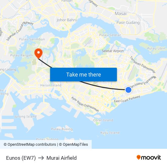 Eunos (EW7) to Murai Airfield map