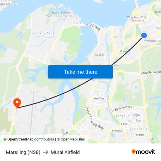 Marsiling (NS8) to Murai Airfield map