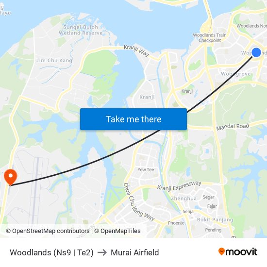 Woodlands (Ns9 | Te2) to Murai Airfield map