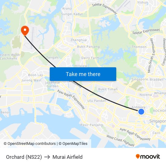 Orchard (NS22) to Murai Airfield map