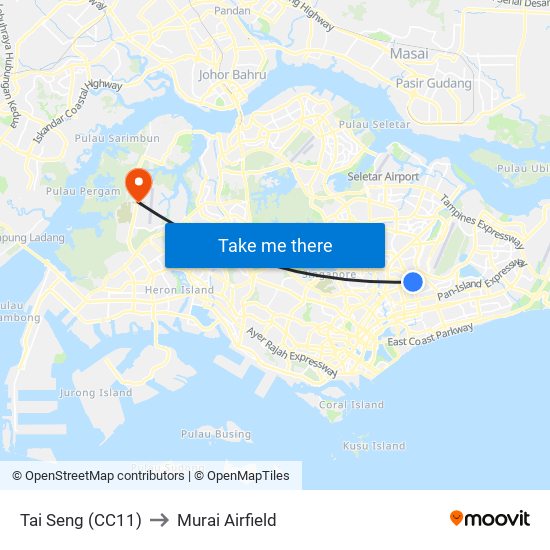 Tai Seng (CC11) to Murai Airfield map