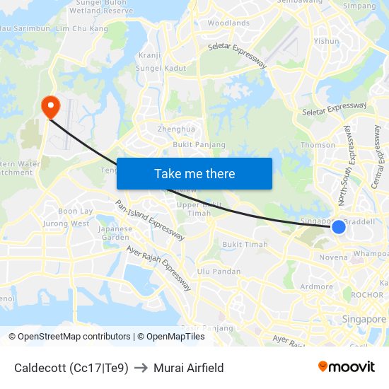 Caldecott (Cc17|Te9) to Murai Airfield map