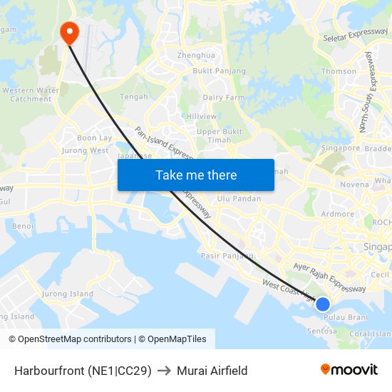 Harbourfront (NE1|CC29) to Murai Airfield map