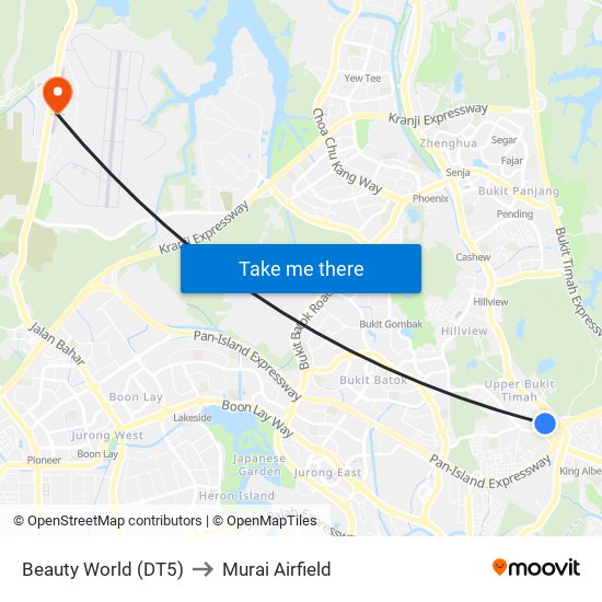 Beauty World (DT5) to Murai Airfield map