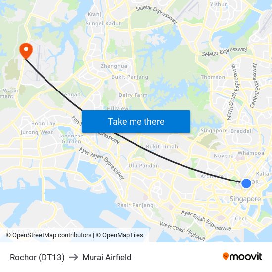 Rochor (DT13) to Murai Airfield map
