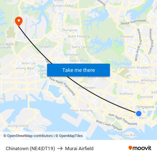 Chinatown (NE4|DT19) to Murai Airfield map