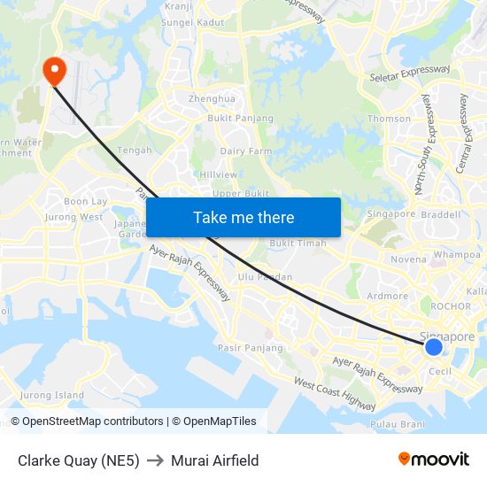 Clarke Quay (NE5) to Murai Airfield map