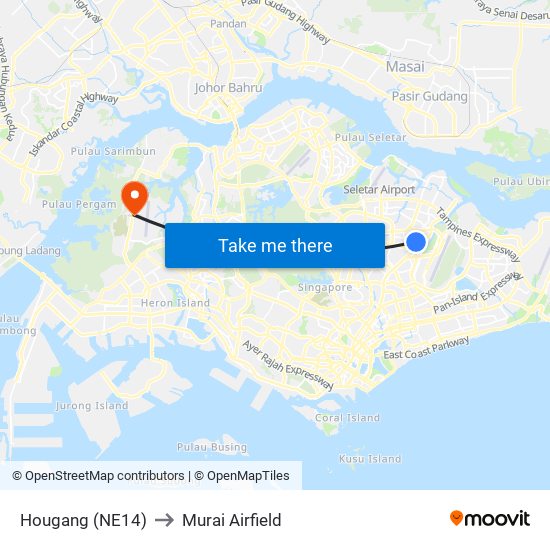 Hougang (NE14) to Murai Airfield map