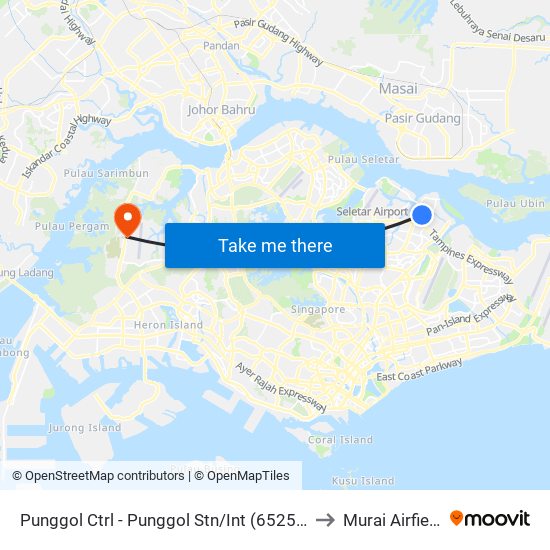 Punggol Ctrl - Punggol Stn/Int (65259) to Murai Airfield map