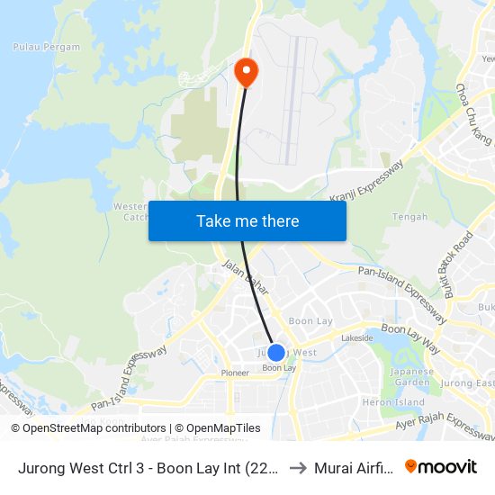 Jurong West Ctrl 3 - Boon Lay Int (22009) to Murai Airfield map