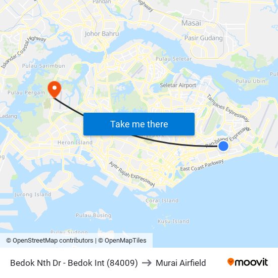 Bedok Nth Dr - Bedok Int (84009) to Murai Airfield map