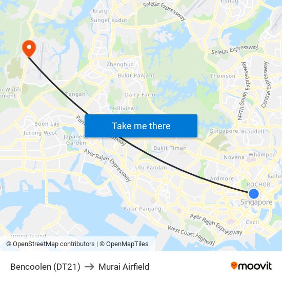 Bencoolen (DT21) to Murai Airfield map