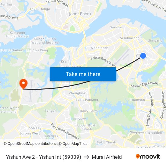 Yishun Ave 2 - Yishun Int (59009) to Murai Airfield map