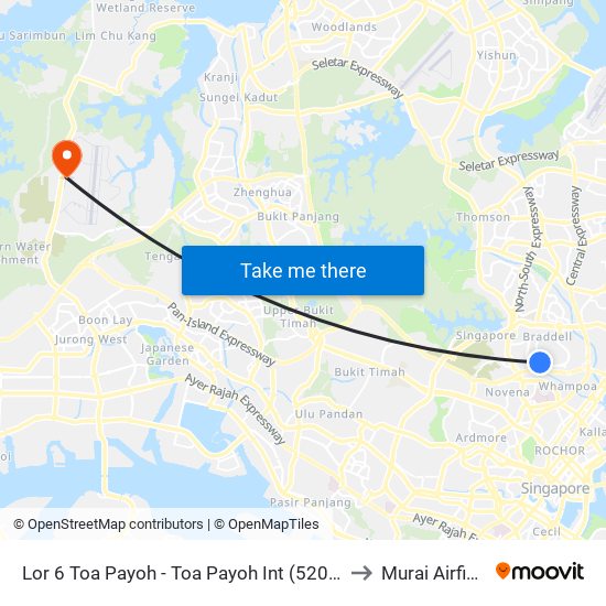 Lor 6 Toa Payoh - Toa Payoh Int (52009) to Murai Airfield map