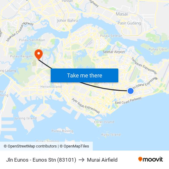 Jln Eunos - Eunos Stn (83101) to Murai Airfield map