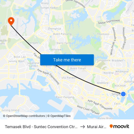 Temasek Blvd - Suntec Convention Ctr (02151) to Murai Airfield map