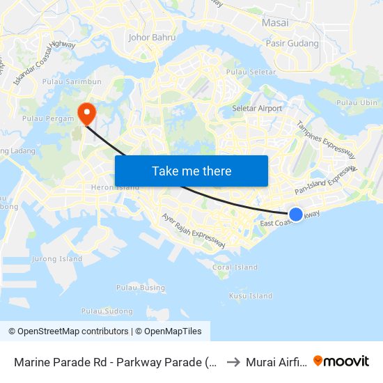 Marine Parade Rd - Parkway Parade (92049) to Murai Airfield map