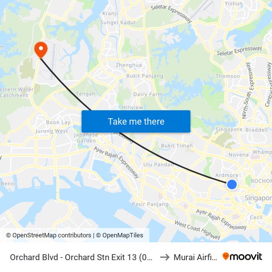 Orchard Blvd - Orchard Stn Exit 13 (09022) to Murai Airfield map