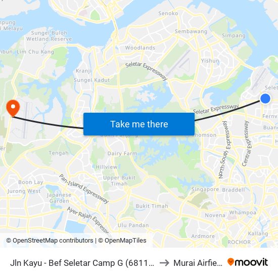 Jln Kayu - Bef Seletar Camp G (68111) to Murai Airfield map