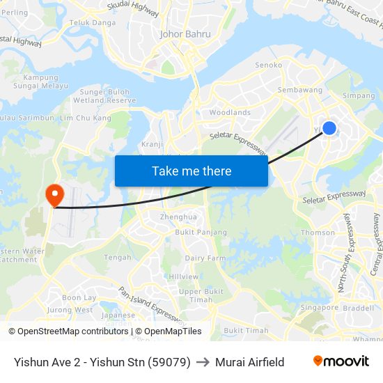 Yishun Ave 2 - Yishun Stn (59079) to Murai Airfield map