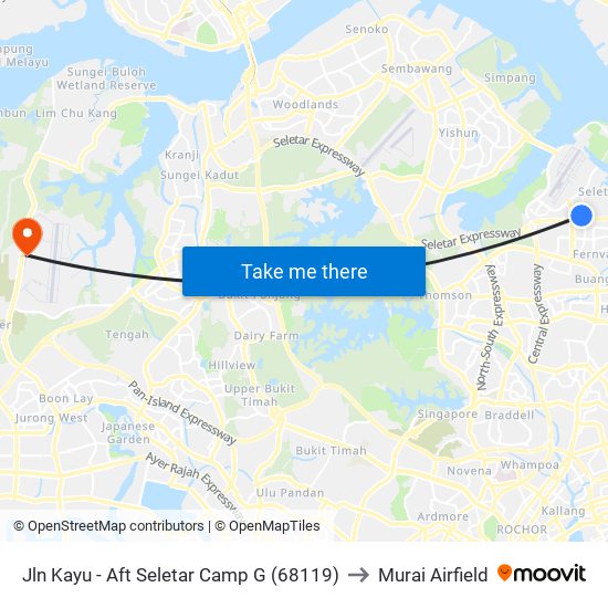 Jln Kayu - Aft Seletar Camp G (68119) to Murai Airfield map