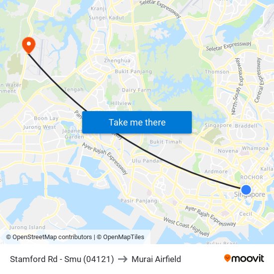 Stamford Rd - Smu (04121) to Murai Airfield map